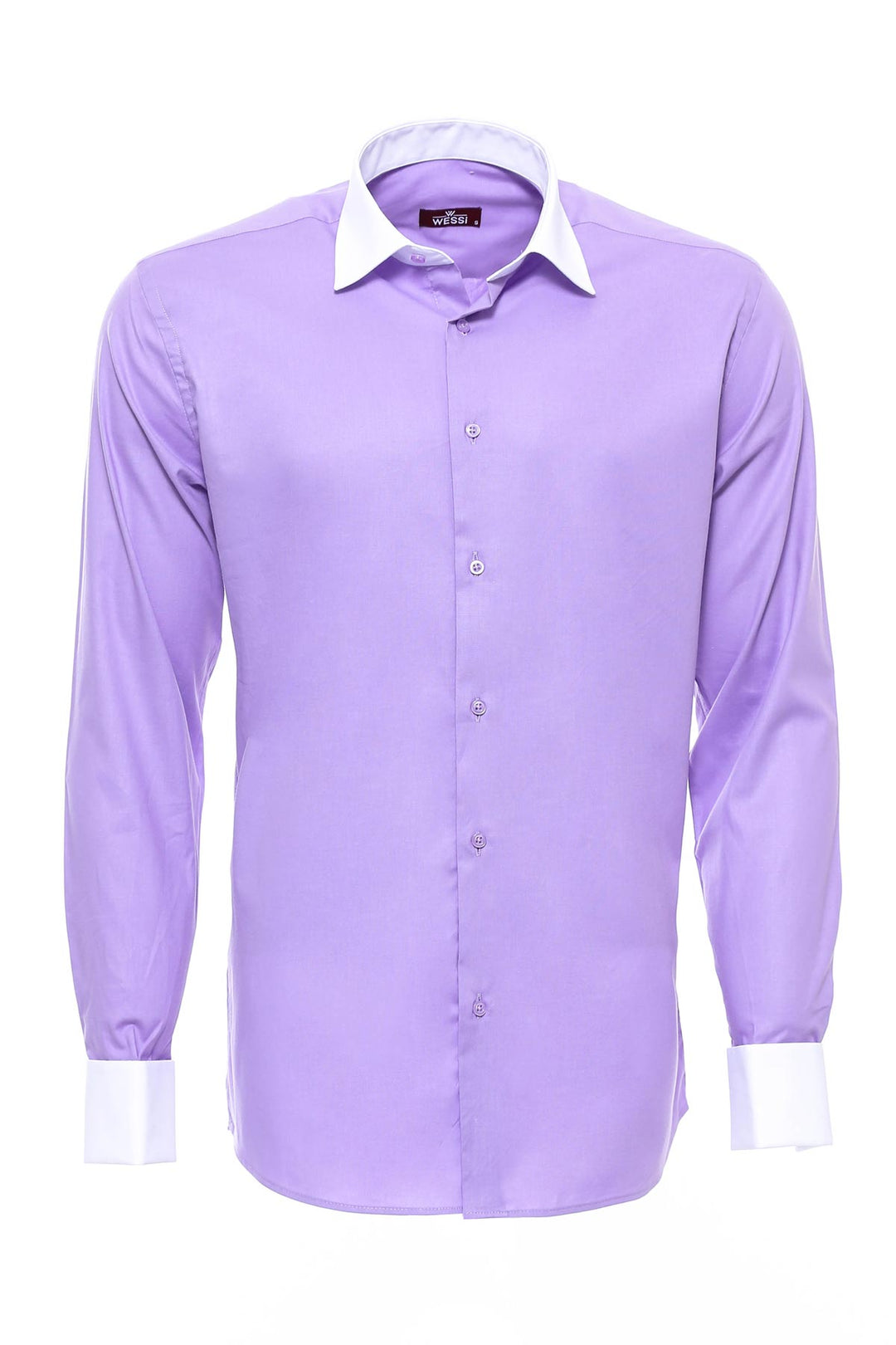 Chemise violette col blanc poignet blanc-Wessi