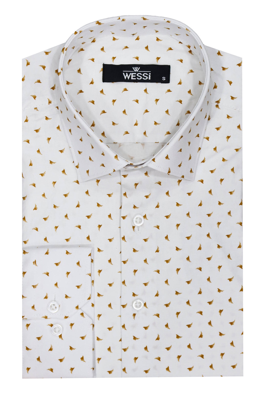 Minimal Golden Print White Men's Shirt - Wessi