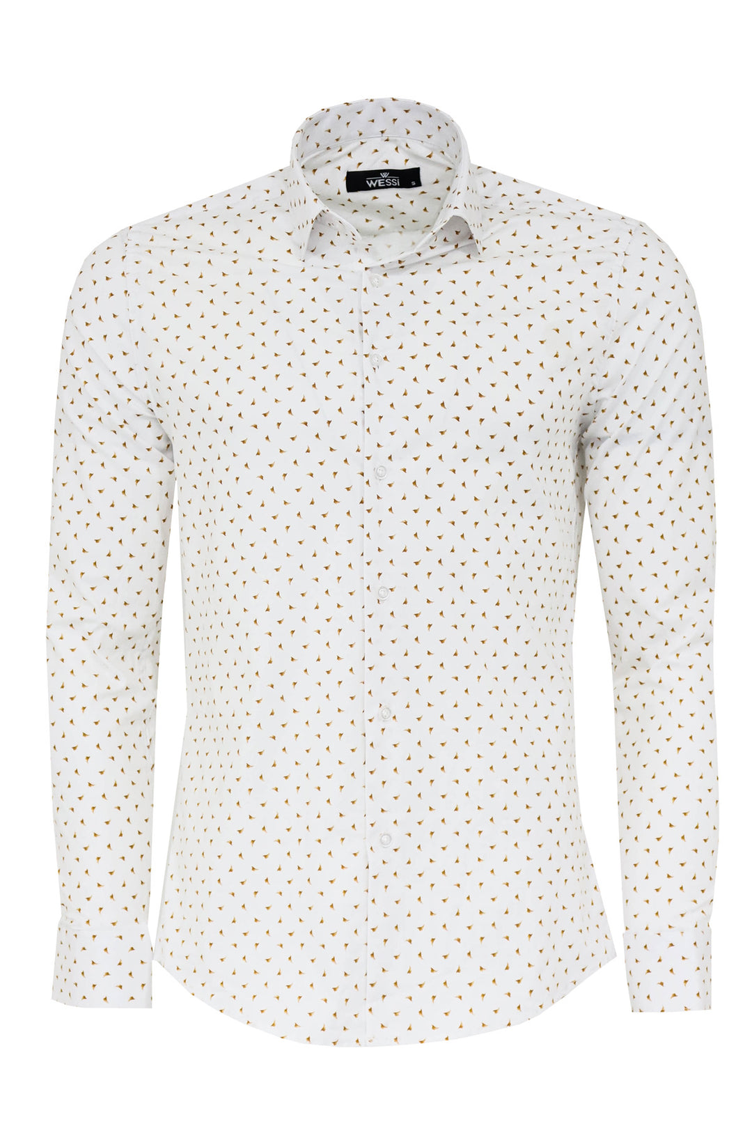 Minimal Golden Print White Men's Shirt - Wessi