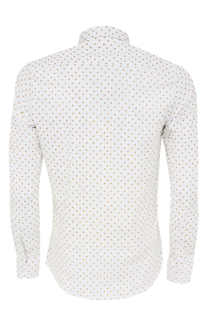 Minimal Golden Print White Men's Shirt - Wessi