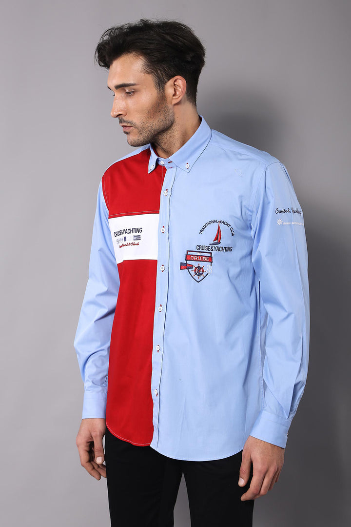 Cruise Yachting Crested Light Blue-Red Shirt-Wessi