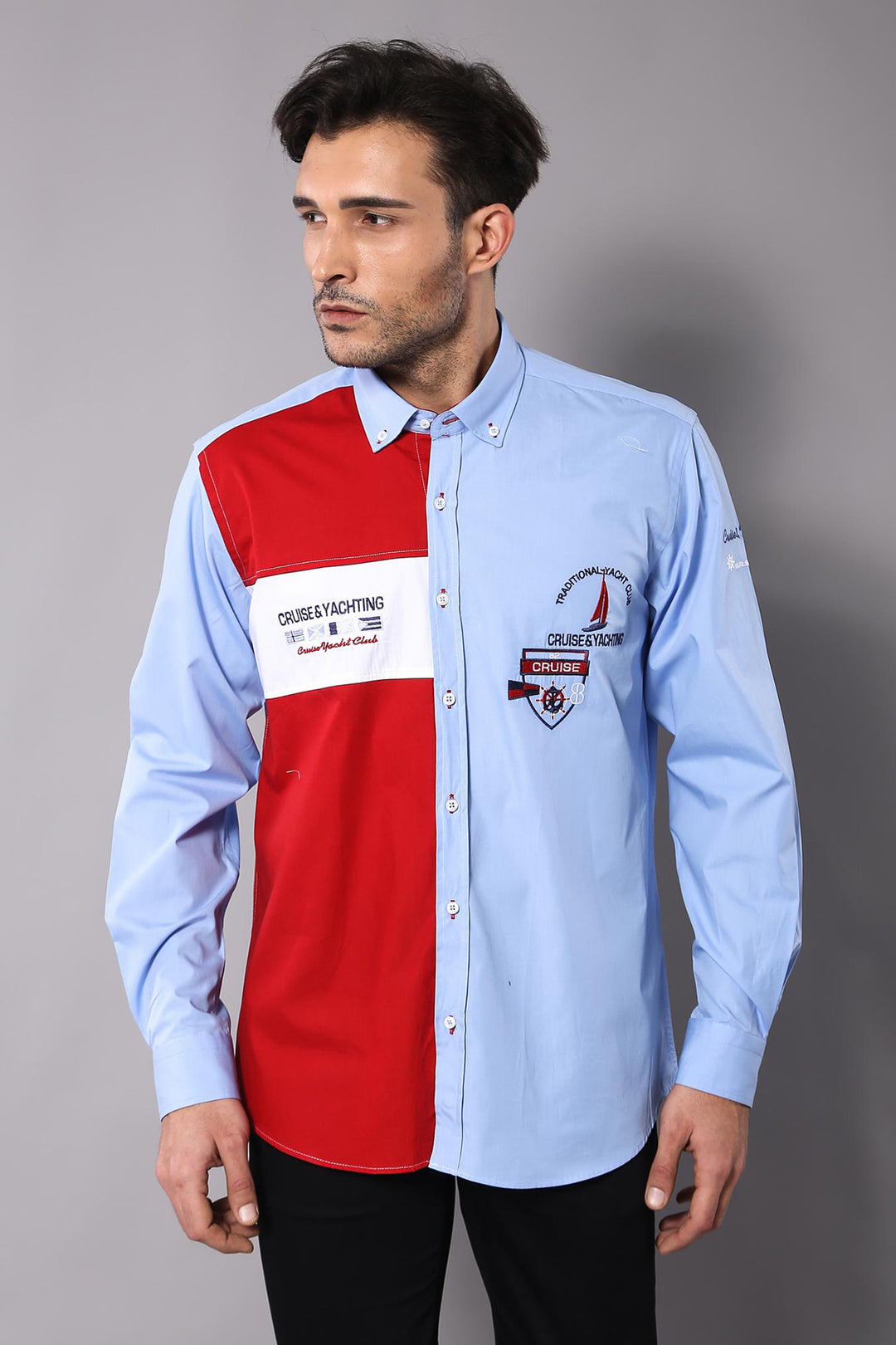 Cruise Yachting Crested Light Blue-Red Shirt-Wessi