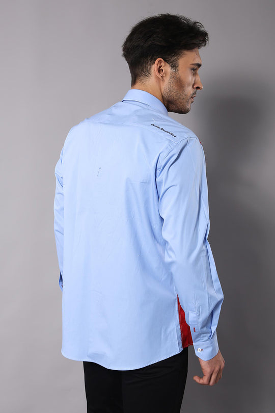 Camisa Cruise Yachting Crested Azul Claro-Rojo-Wessi