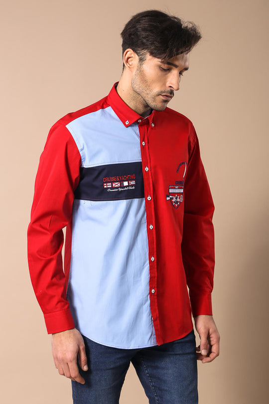 Camicia Cruise Yachting Crested Rosso-Bianco-Wessi