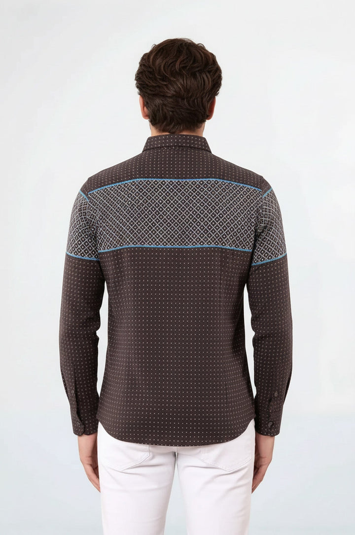 Printed Cotton Brown Shirt - Wessi