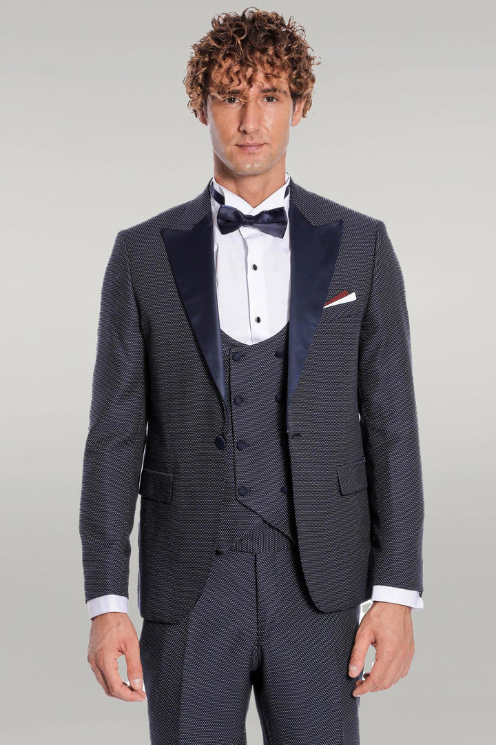 Navy Blue Tuxedo Suit - Wessi