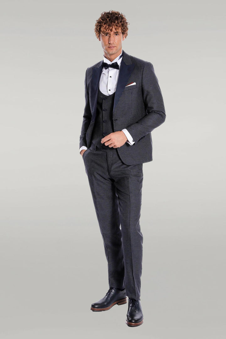 Navy Blue Tuxedo Suit - Wessi