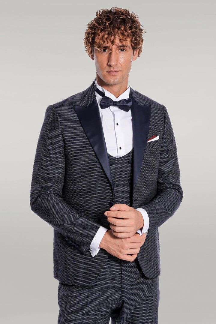 Navy Blue Tuxedo Suit - Wessi