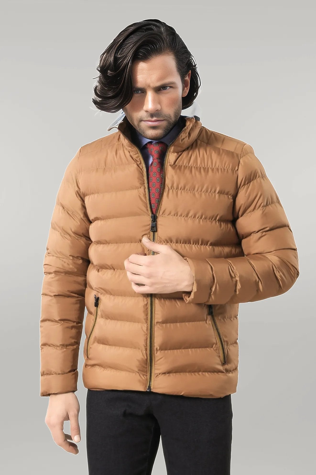 Camel Short Men Down Jacket - Wessi