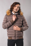 Men's Brown Down coat with Fur | Wessi