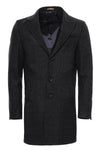 Wide Lapel Striped Slim Fit Anthracite Men Coat - Wessi