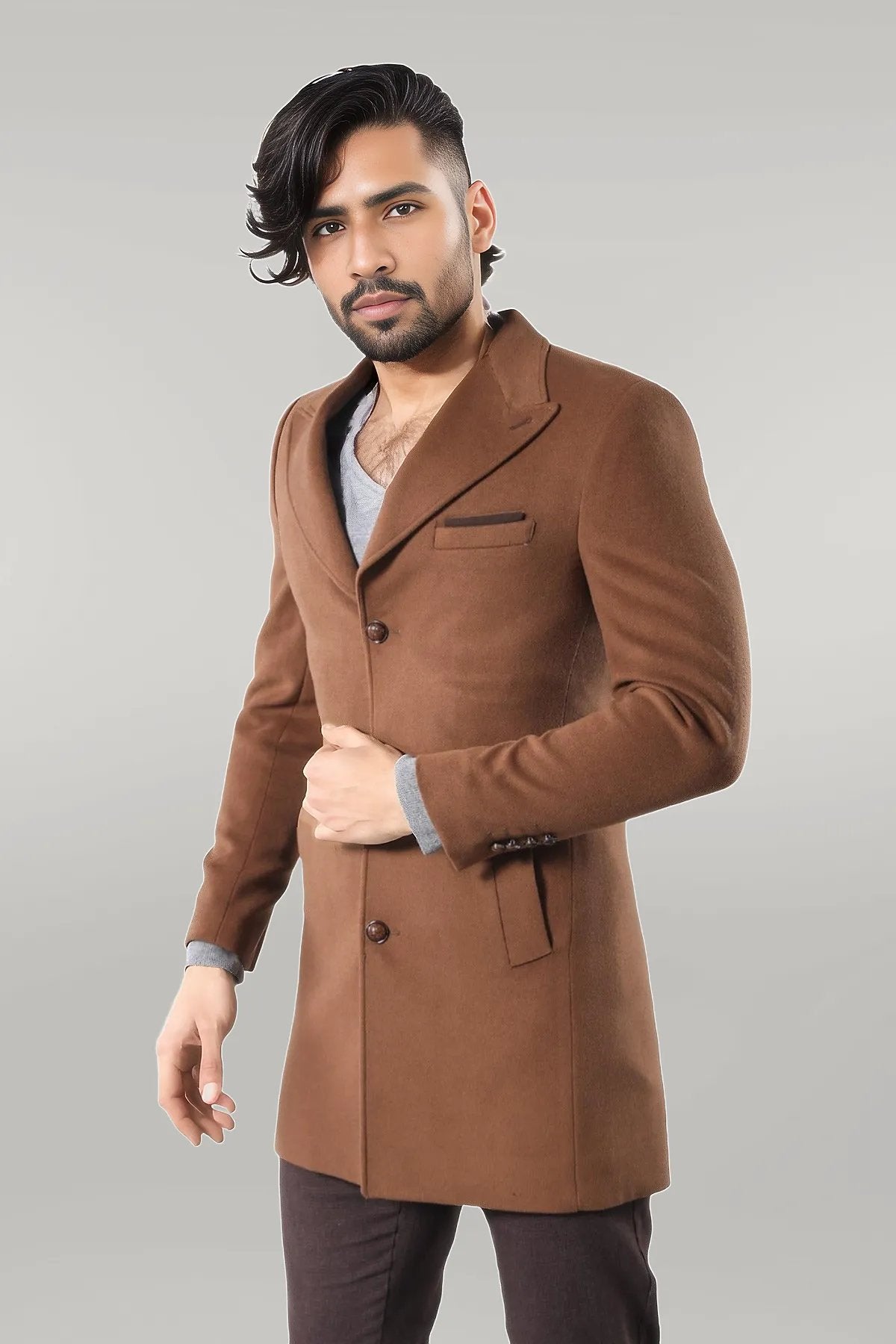 Manteau long marron pour homme Wessi