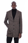 Brown Navy Burgundy Striped Slim-Fit Coat - Wessi