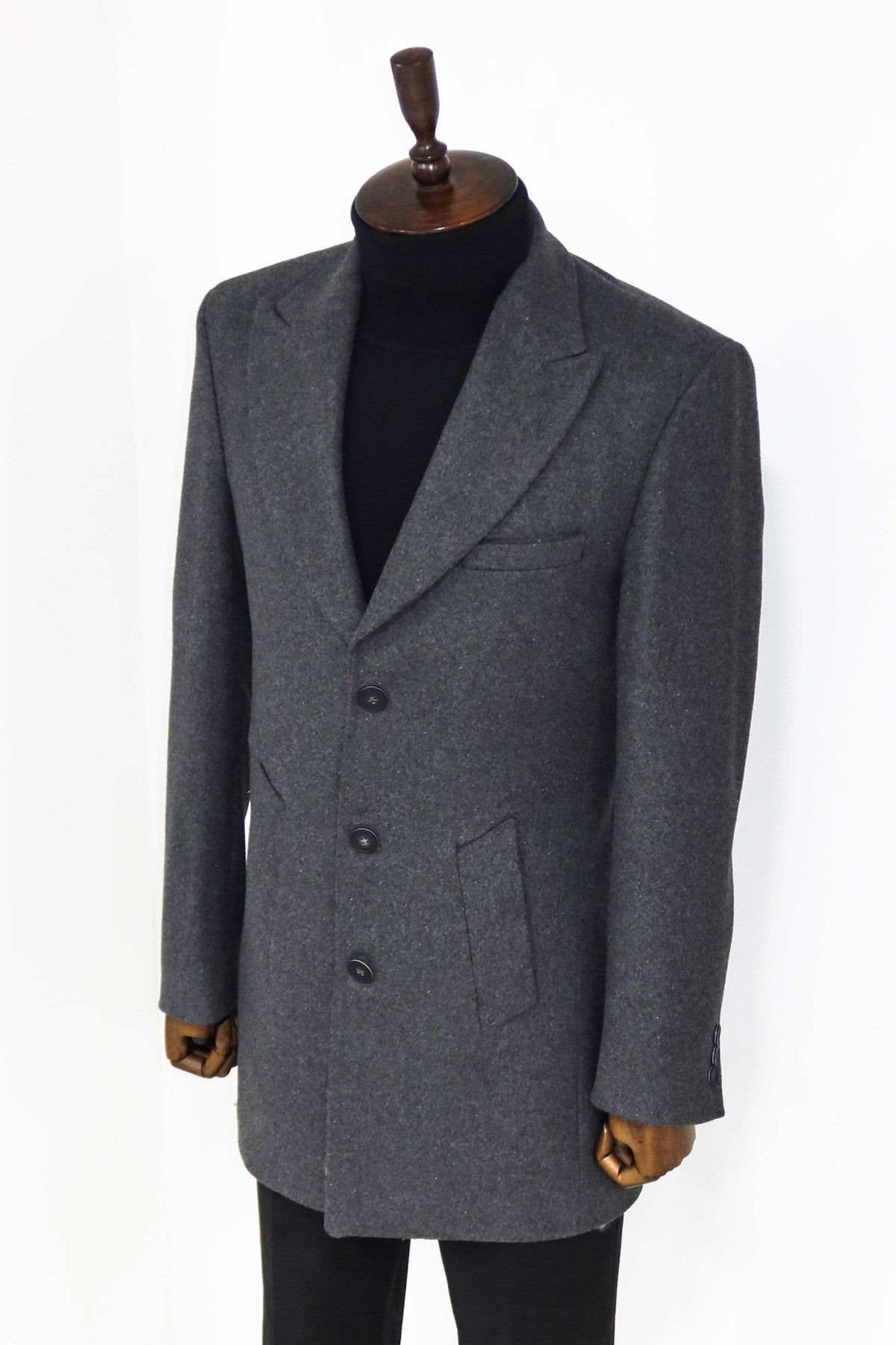 Wide Lapel Wool Anthracite Men Coat Wessi