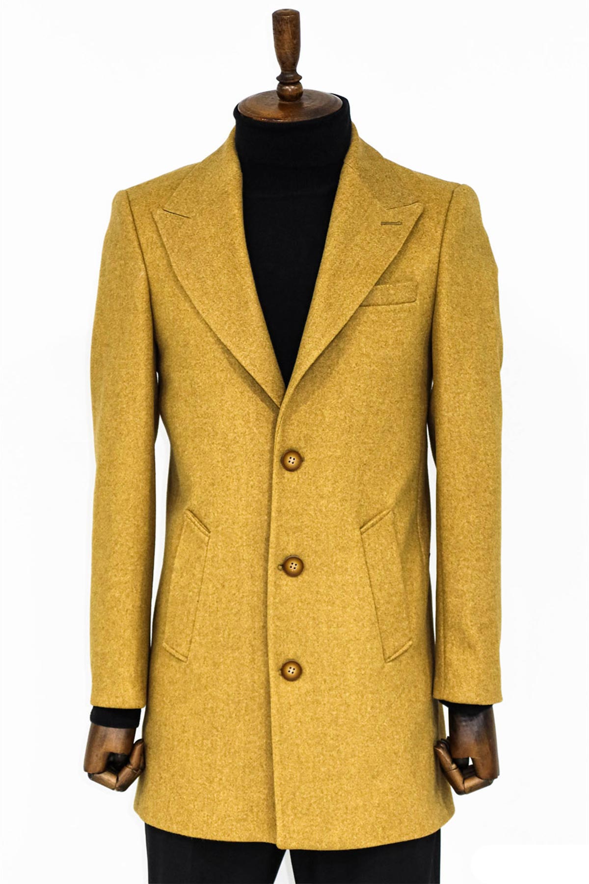 Mustard yellow wool coat best sale