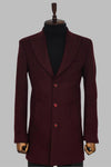 Wide Lapel Wool Burgundy Men Coat - Wessi