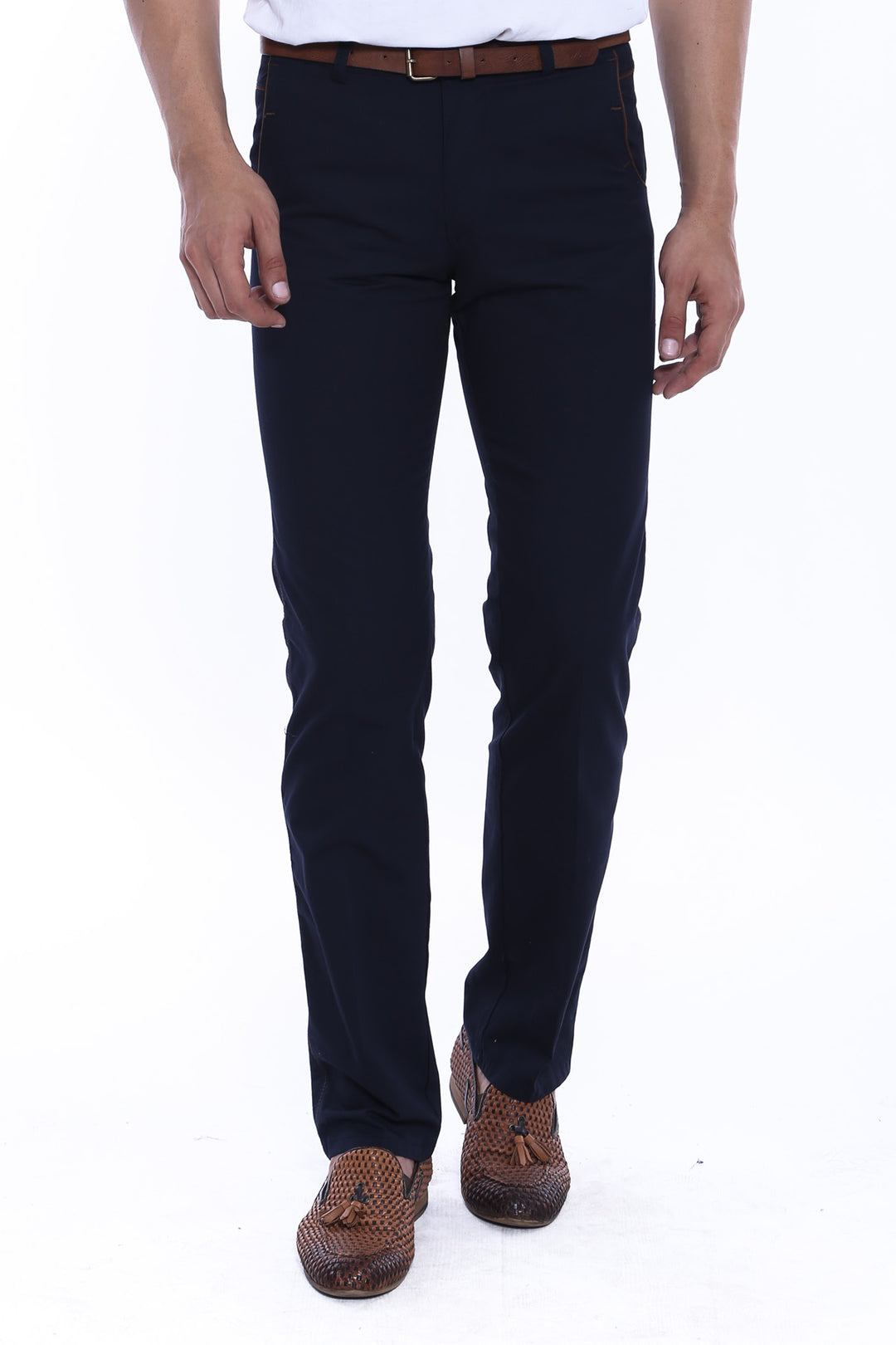 Cotton Navy Blue Men Pants - Wessi