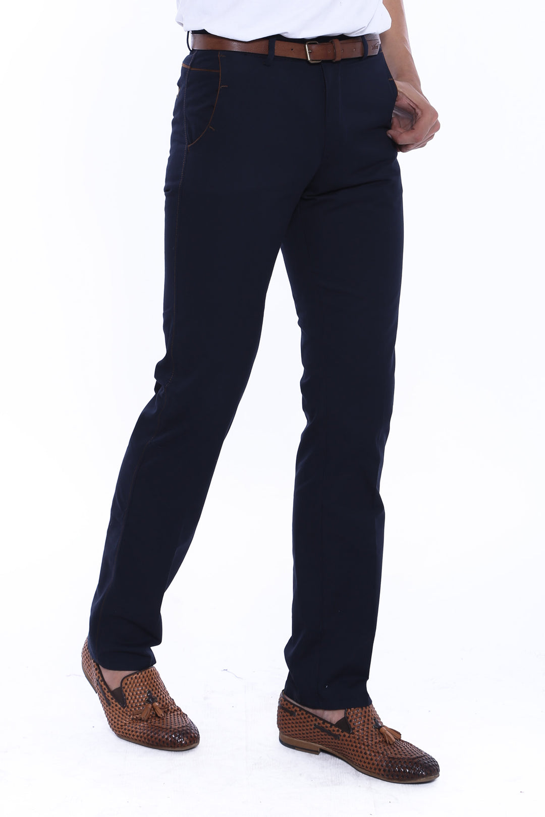 Cotton Navy Blue Men Pants - Wessi