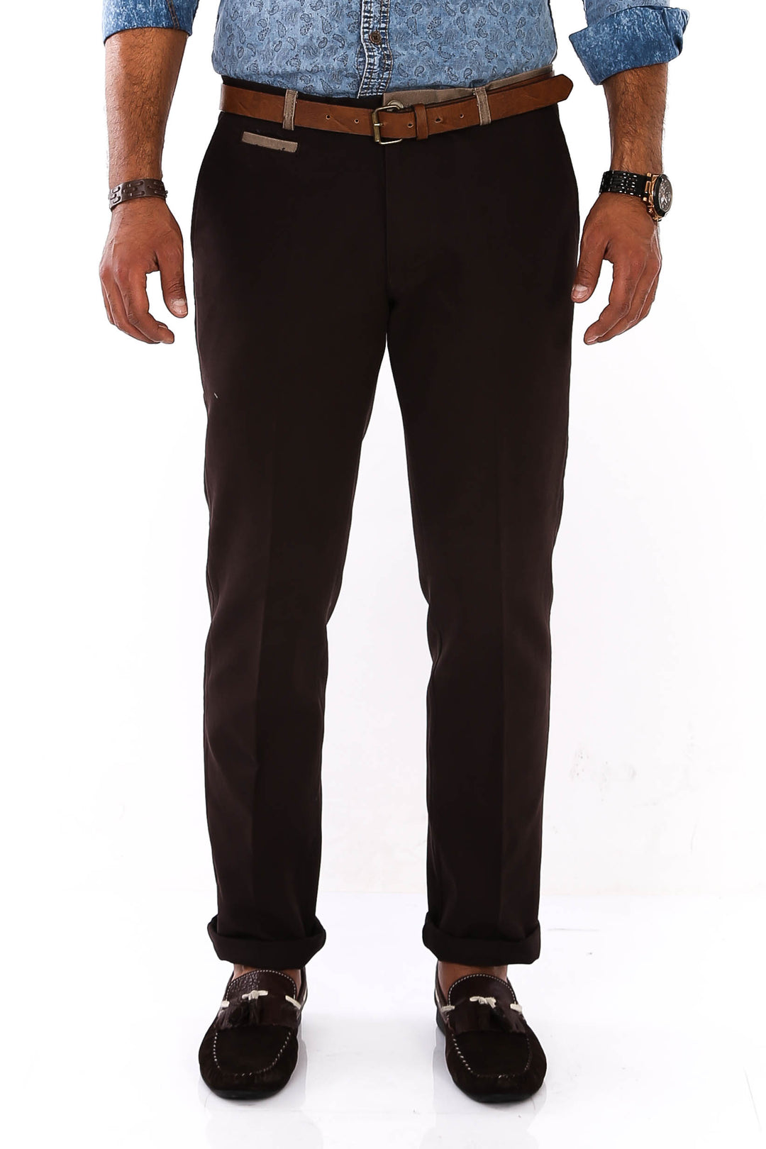 Belt Coloured Brown Pants - Wessi