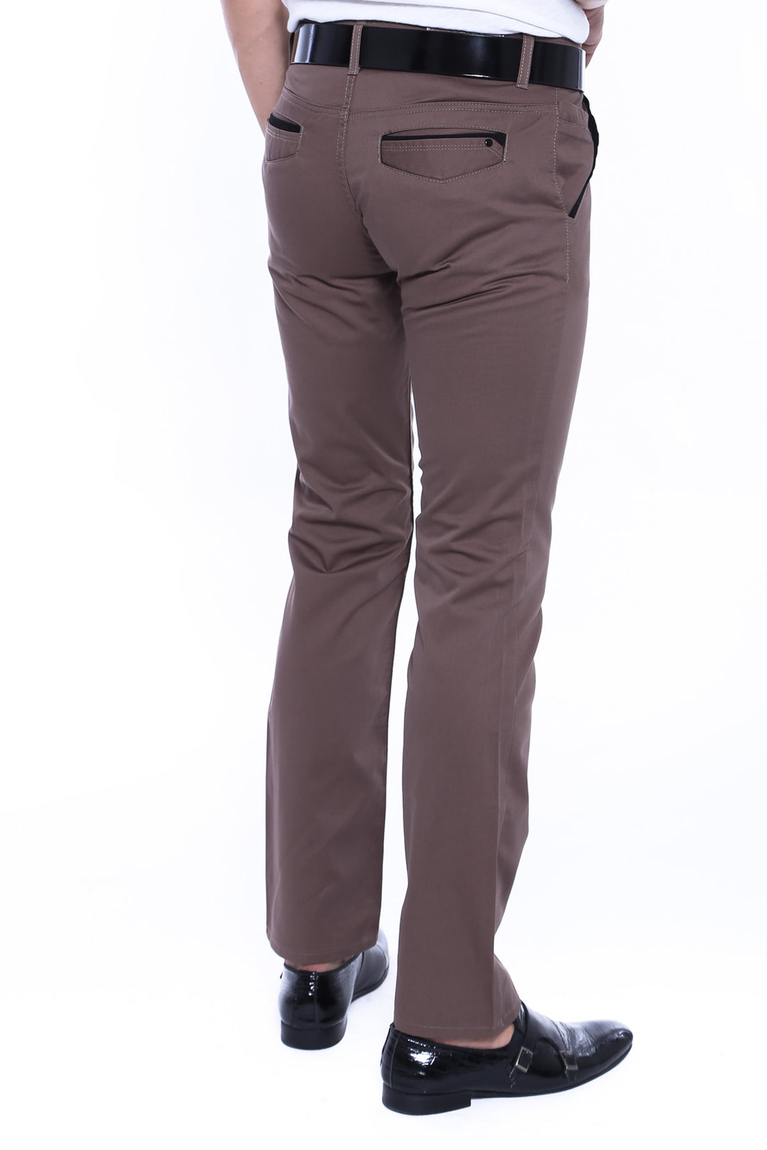 Vêtement Poches Cousues Coton Pantalon Beige Foncé Homme