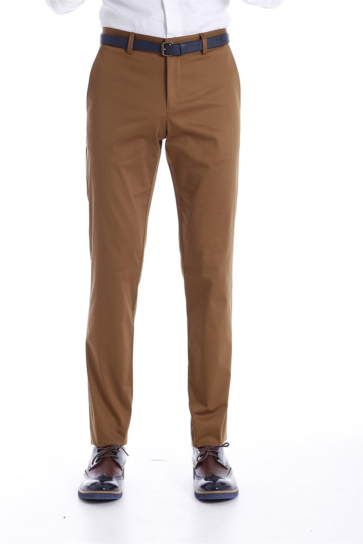 Slim Fit Plain Tan Pants-Wessi