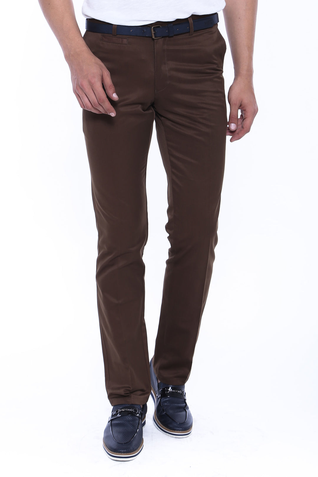 Slim Fit 5 Pockets Suede Brown Men Pants