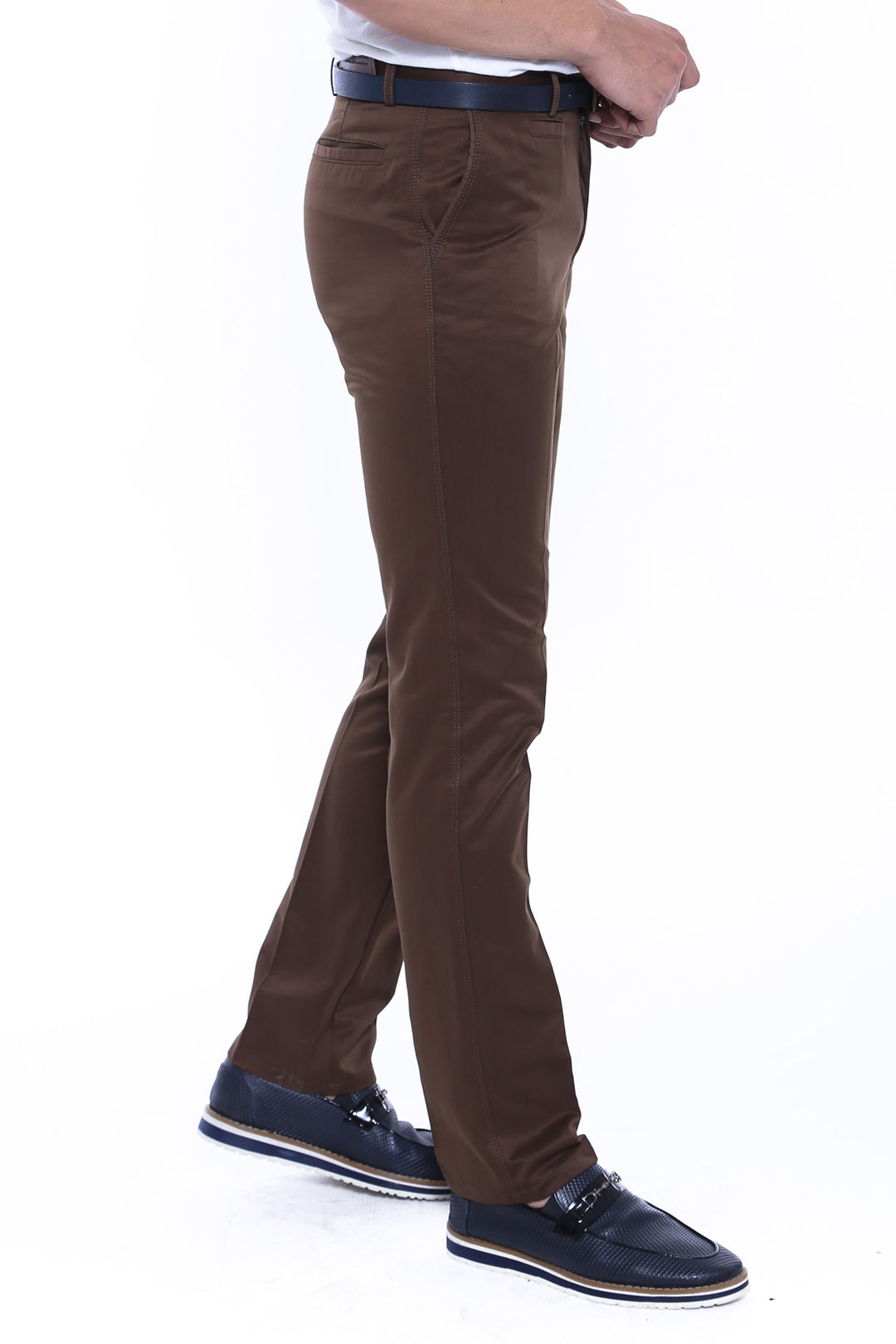 Slim Fit 5 Pockets Suede Brown Men Pants