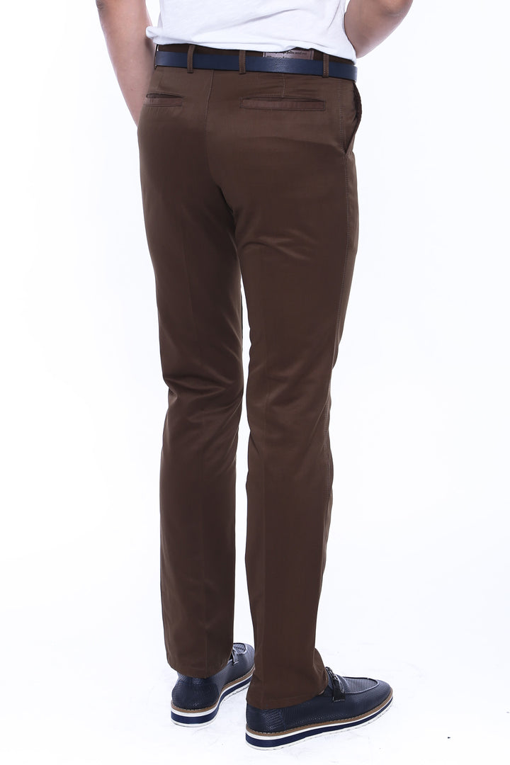 Slim Fit 5 Pockets Suede Brown Men Pants