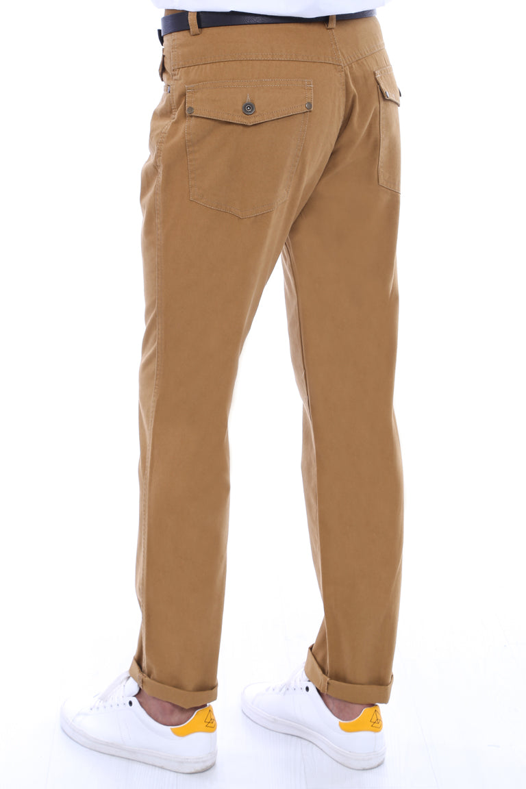 Pocket Flap Suede Tan Pants-Wessi