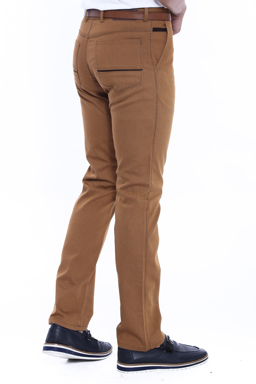 Canvas Pockets Cotton Tan Men Pants - Wessi