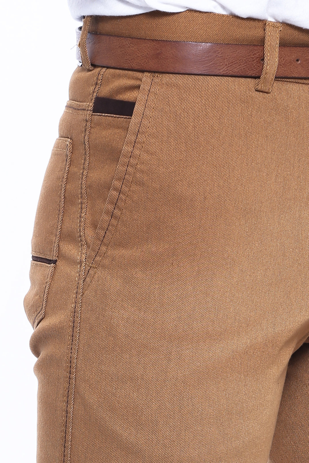 Canvas Pockets Cotton Tan Men Pants - Wessi