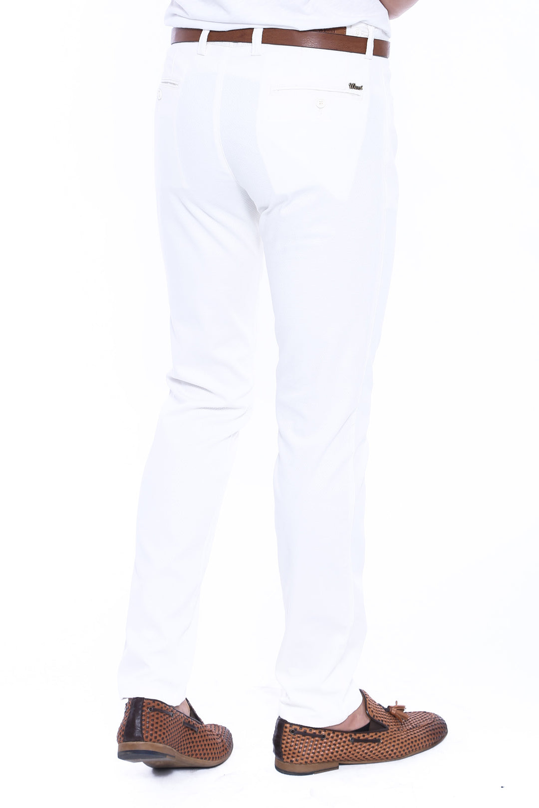 Patterned Cotton White Pants-Wessi