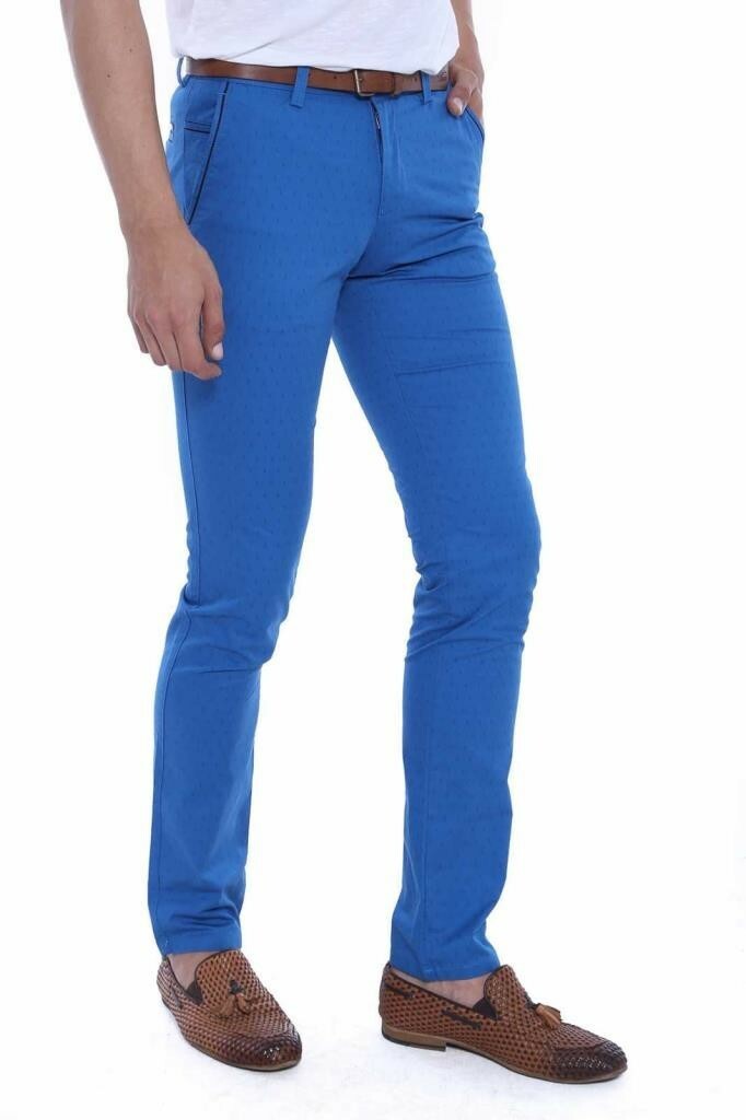 5 Pockets Sax Blue Men Pants - Wessi