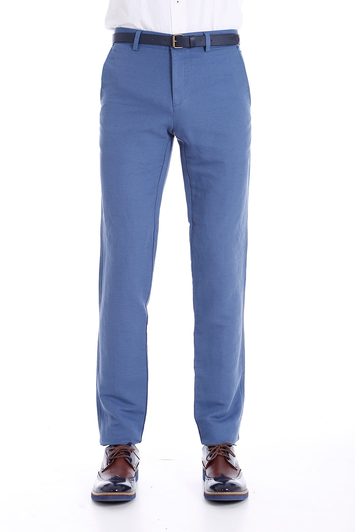 Linen Sports Light Blue Pants-Wessi