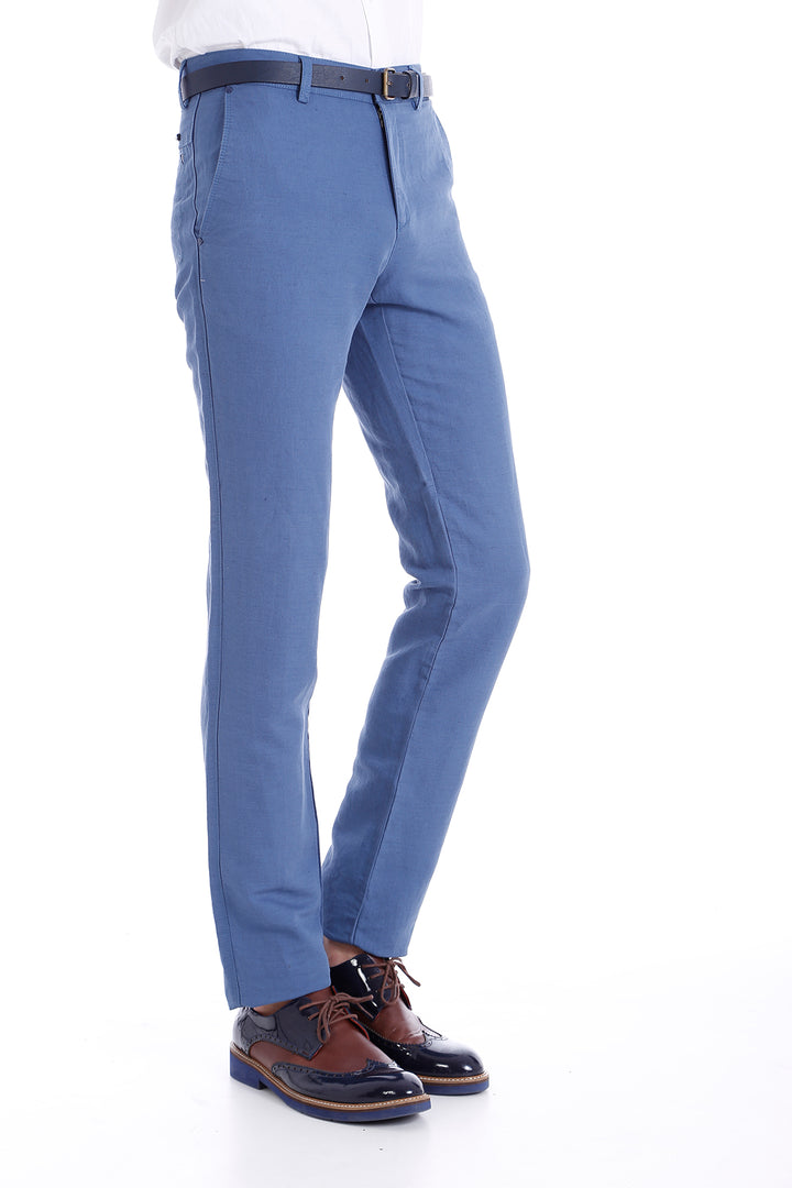 Linen Sports Light Blue Pants-Wessi