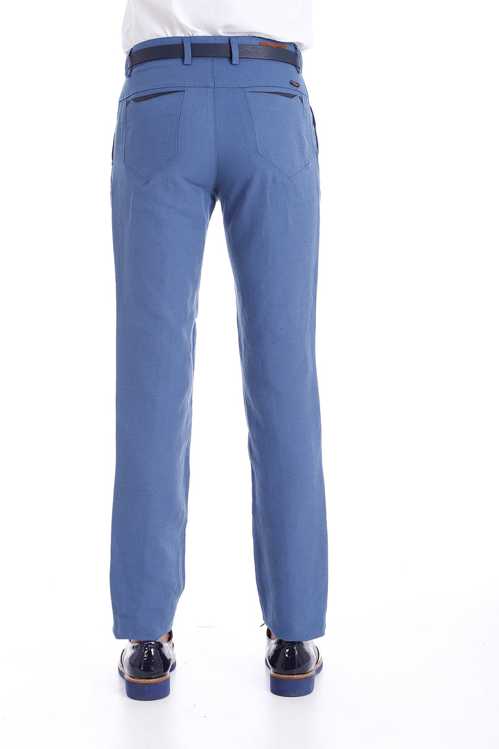 Linen Sports Light Blue Pants-Wessi