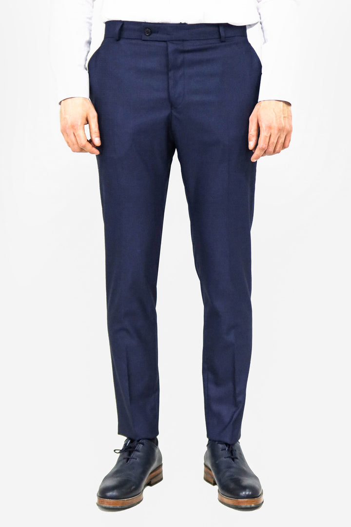 Plain Navy Blue Men Trousers - Wessi