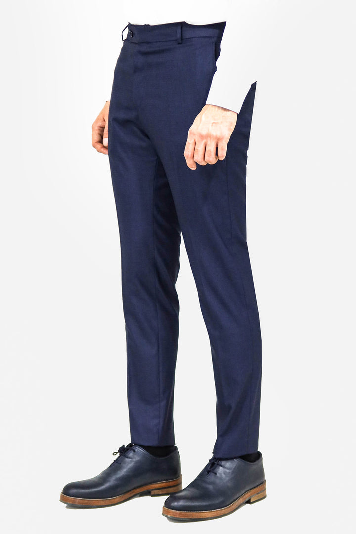 Plain Navy Blue Men Trousers - Wessi