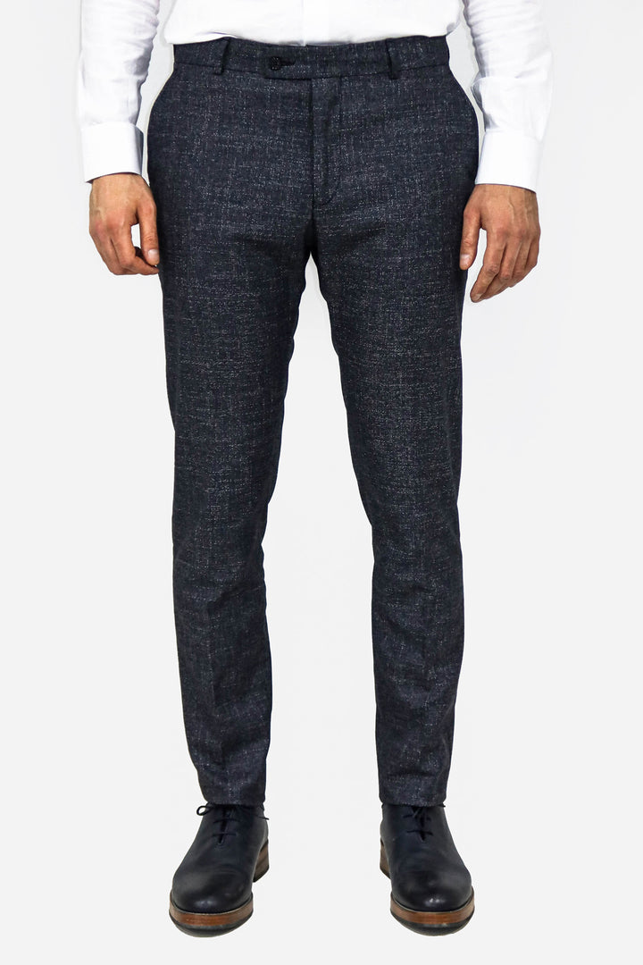 Plain Navy Blue Men Trousers - Wessi