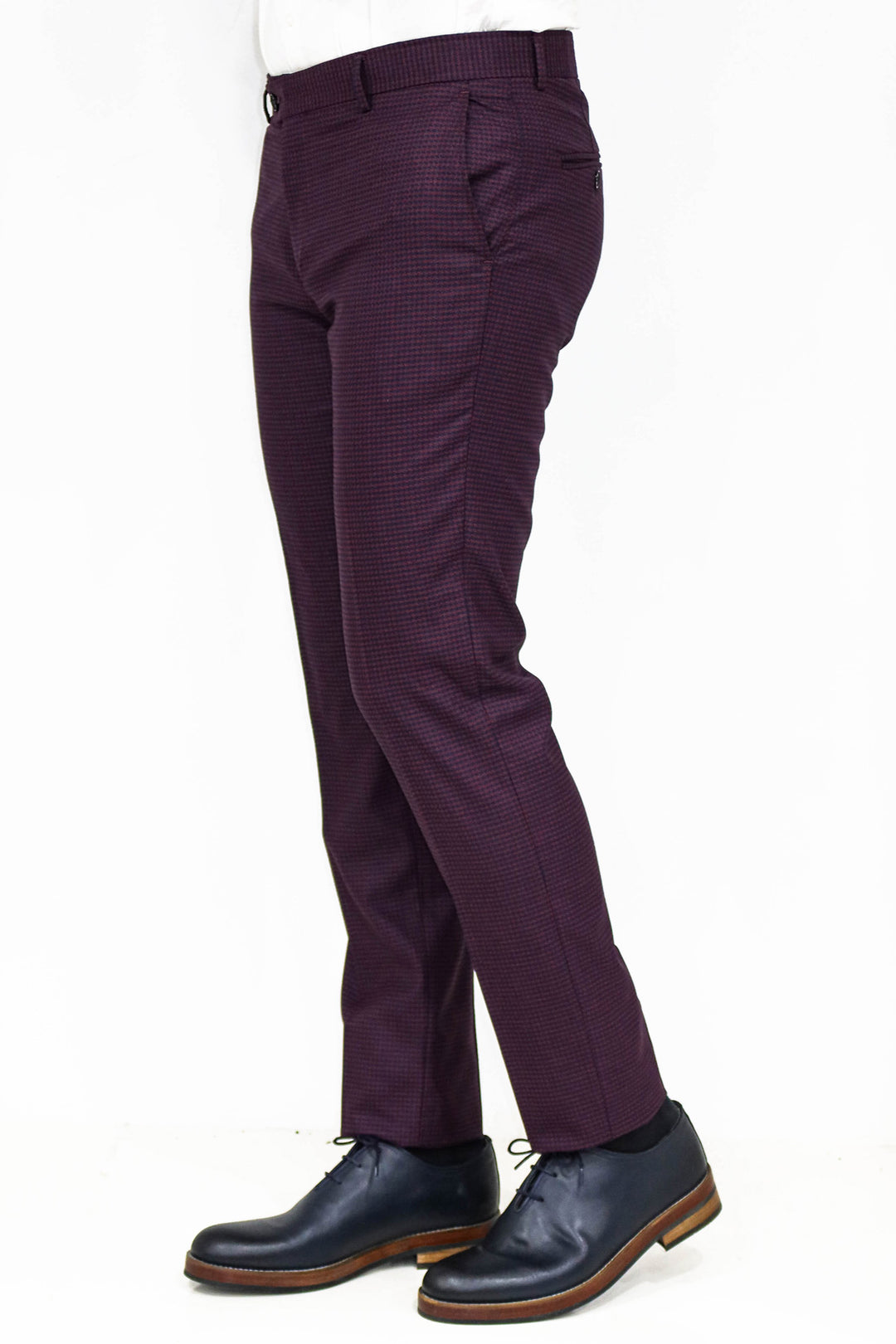 Plain Burgundy Men Trousers - Wessi