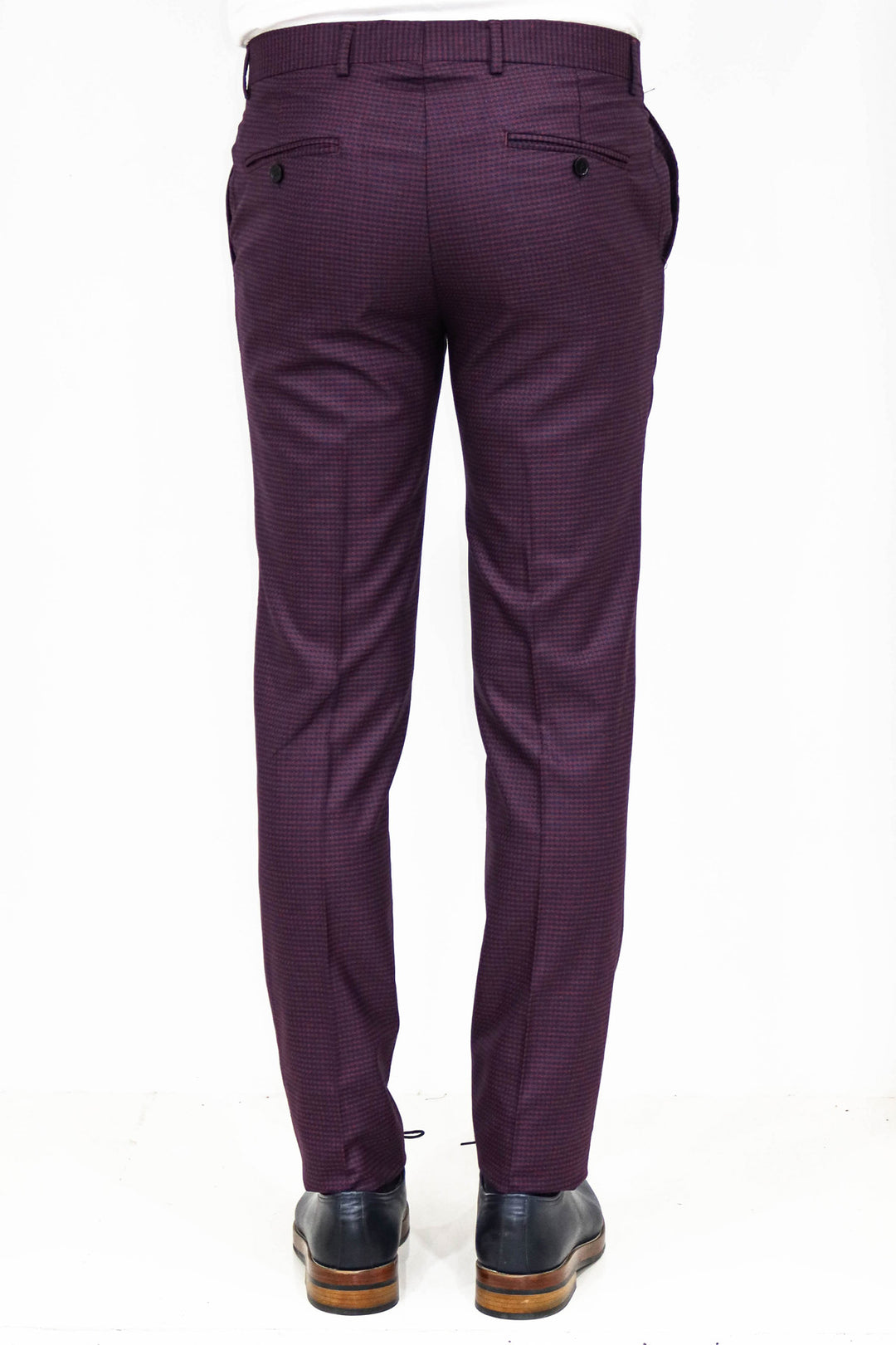 Plain Burgundy Men Trousers - Wessi