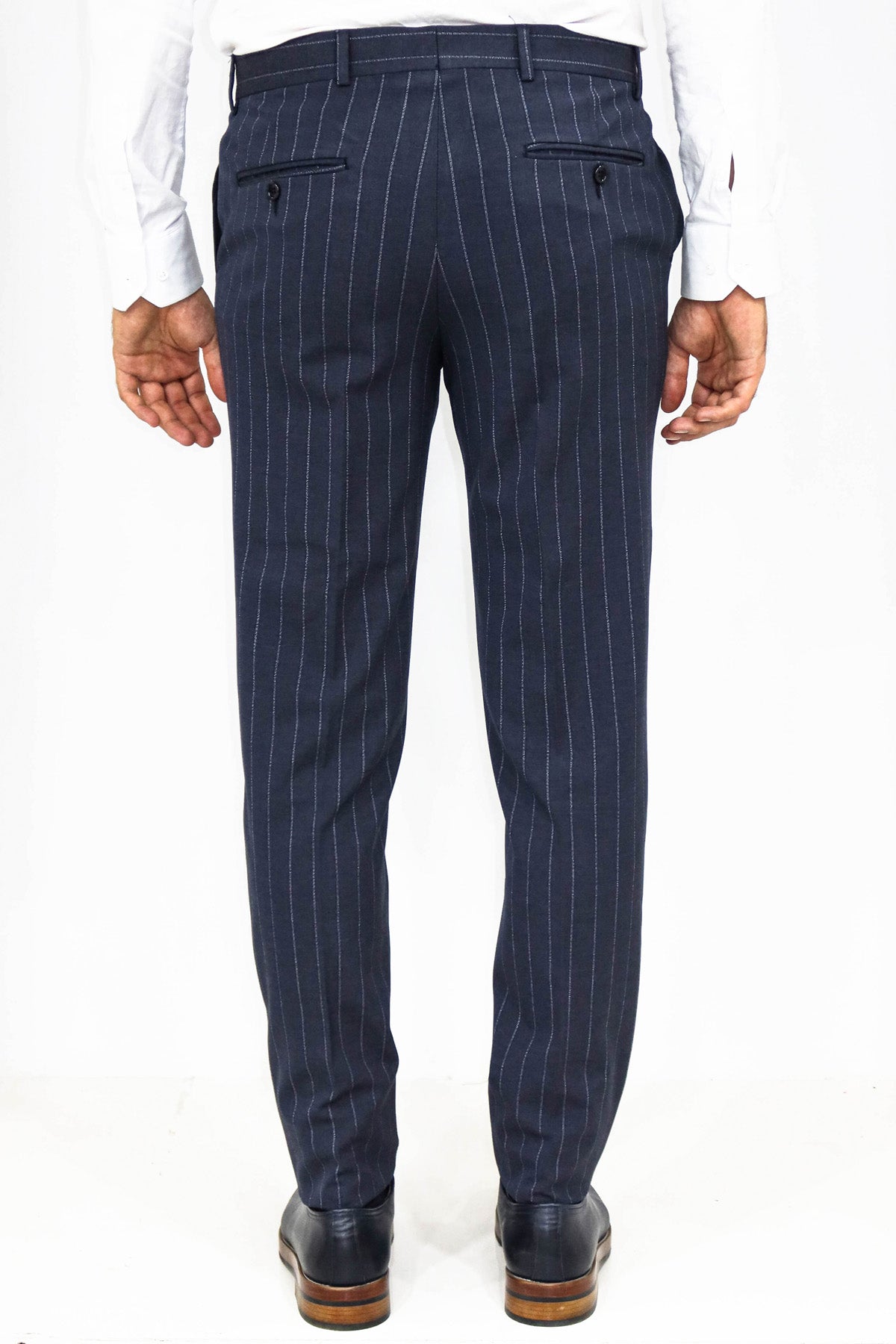 Striped Slim Fit Navy Blue Men Pants Wessi