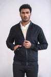 Manteau Bomber Homme Noir en Daim avec Poches à Rabat - Wessi