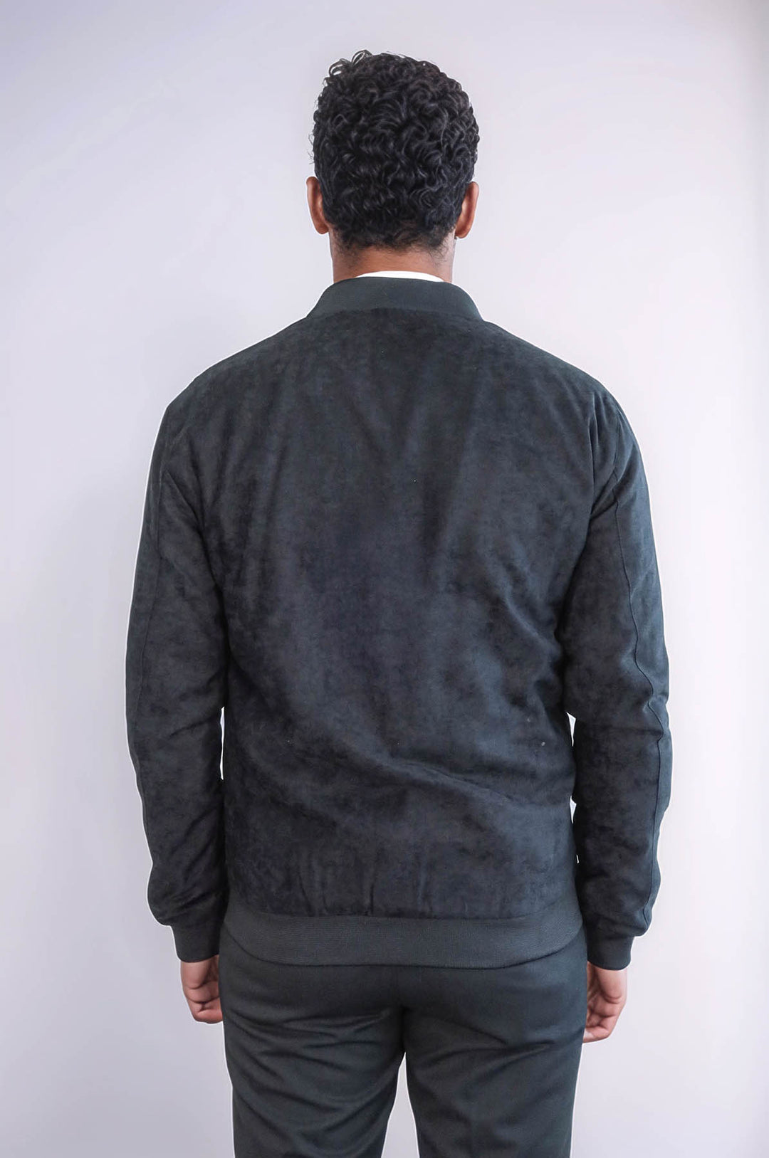 Manteau Bomber Homme Noir en Daim avec Poches à Rabat - Wessi