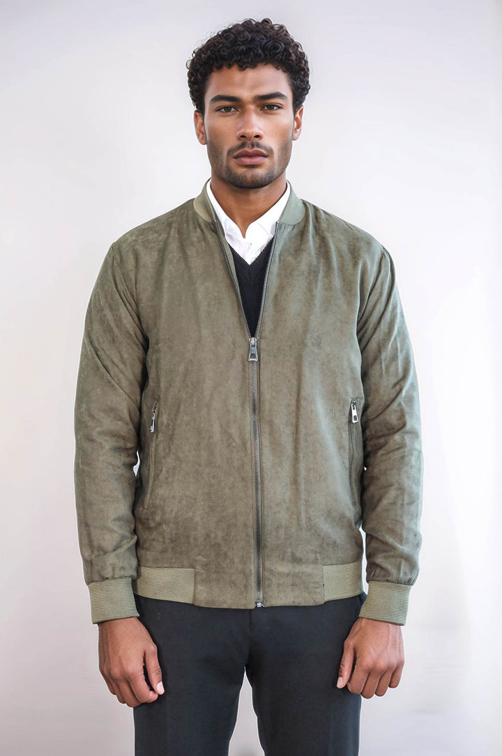 Manteau Bomber Homme Vert Clair Poches Zippées Unies - Wessi