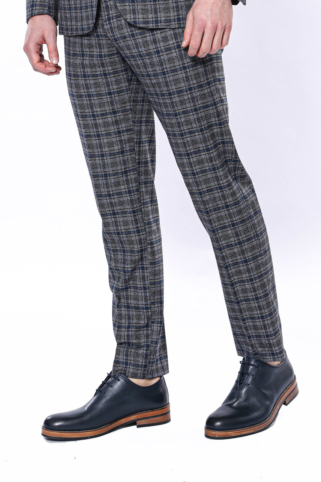 Pantalón Hombre Cuadros Gris Oscuro-Azul Marino - Wessi