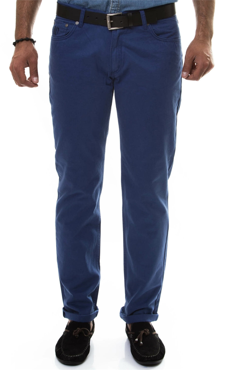 Slim Fit 5 Pocket Cotton Blue Men Trousers