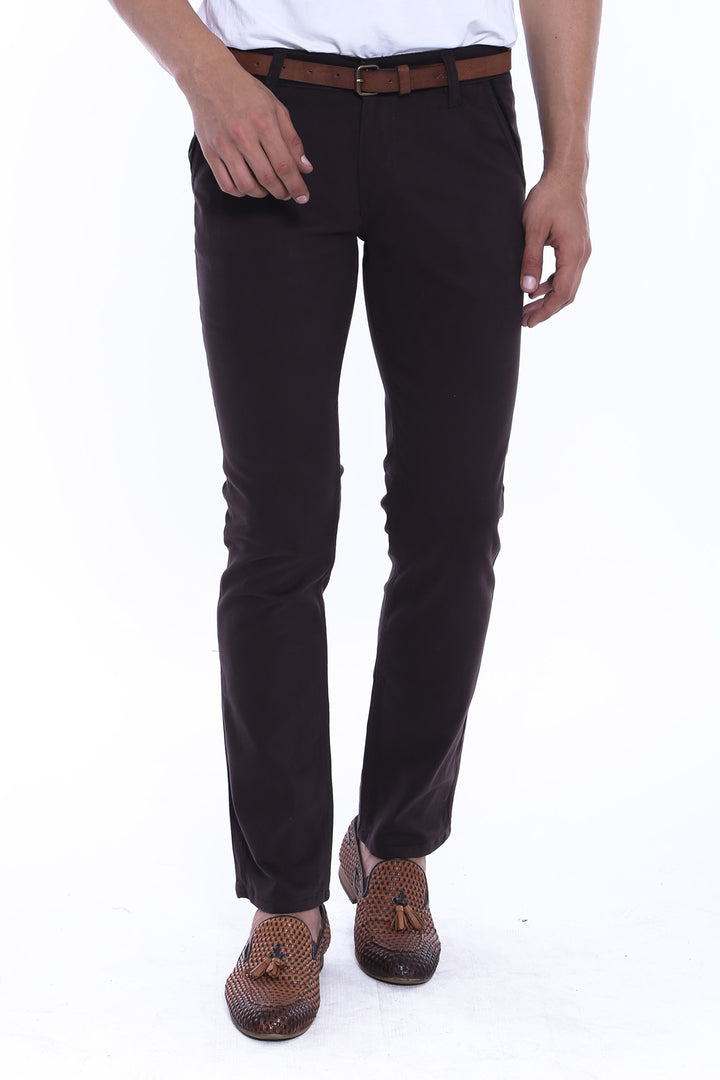 Gabardin Brown Men Pants - Wessi