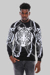 Tiger Patterned Slim Fit Black Sweatshirt - Wessi