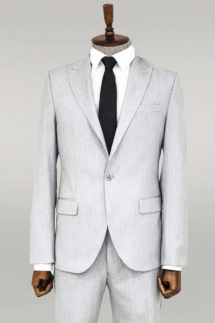 Costume Homme 2 Pièces Uni Slim Fit Gris Clair - Wessi